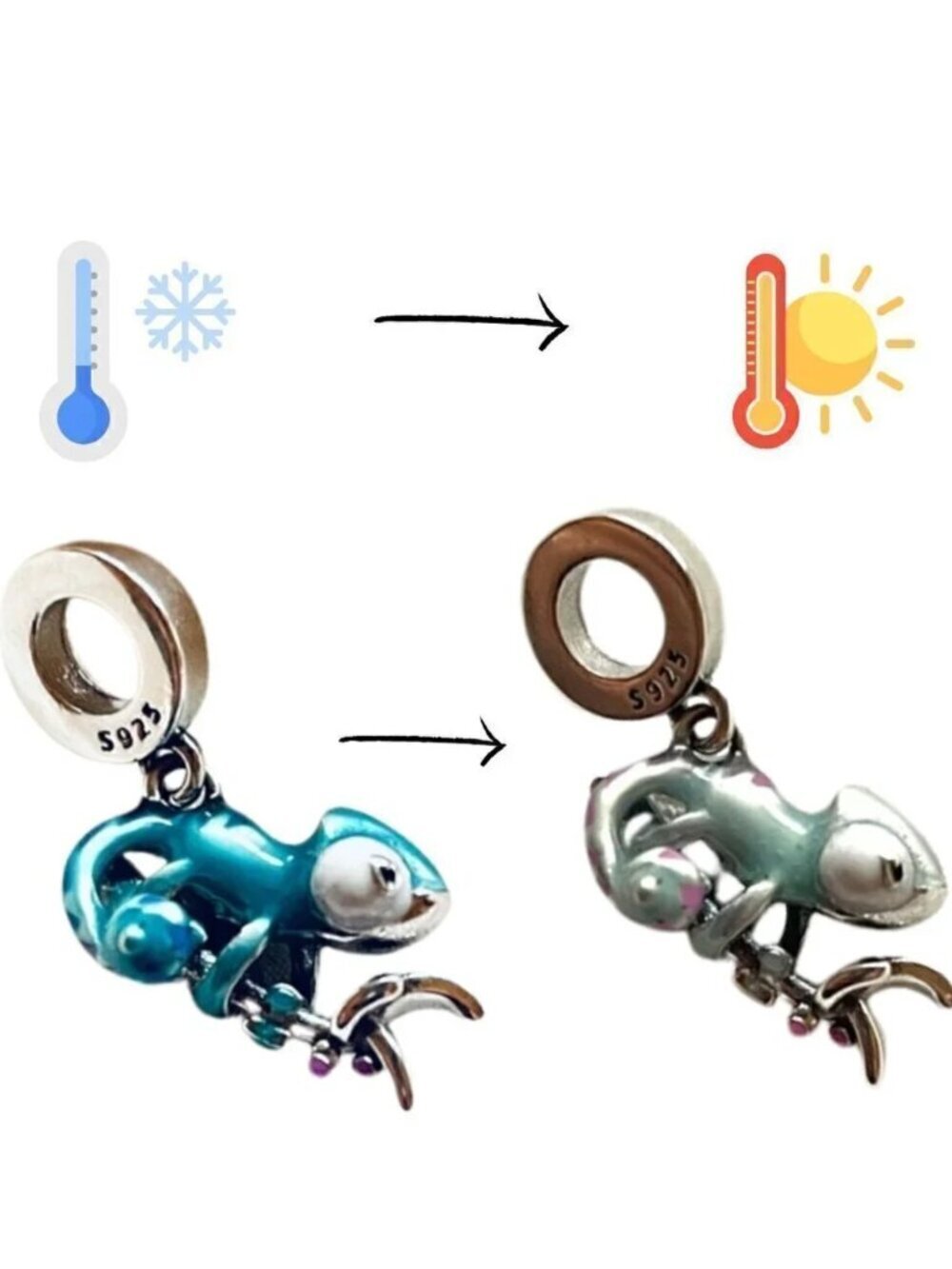 🦎 NWOT Color Changing Chameleon Charm ✨